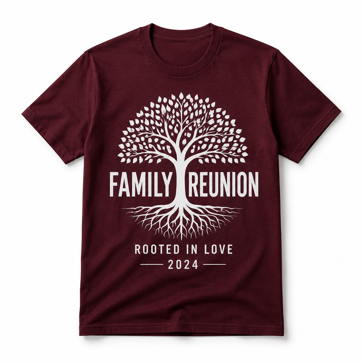 Gray family reunion custom T-shirt with mountain badge design and green lettering.<br />
