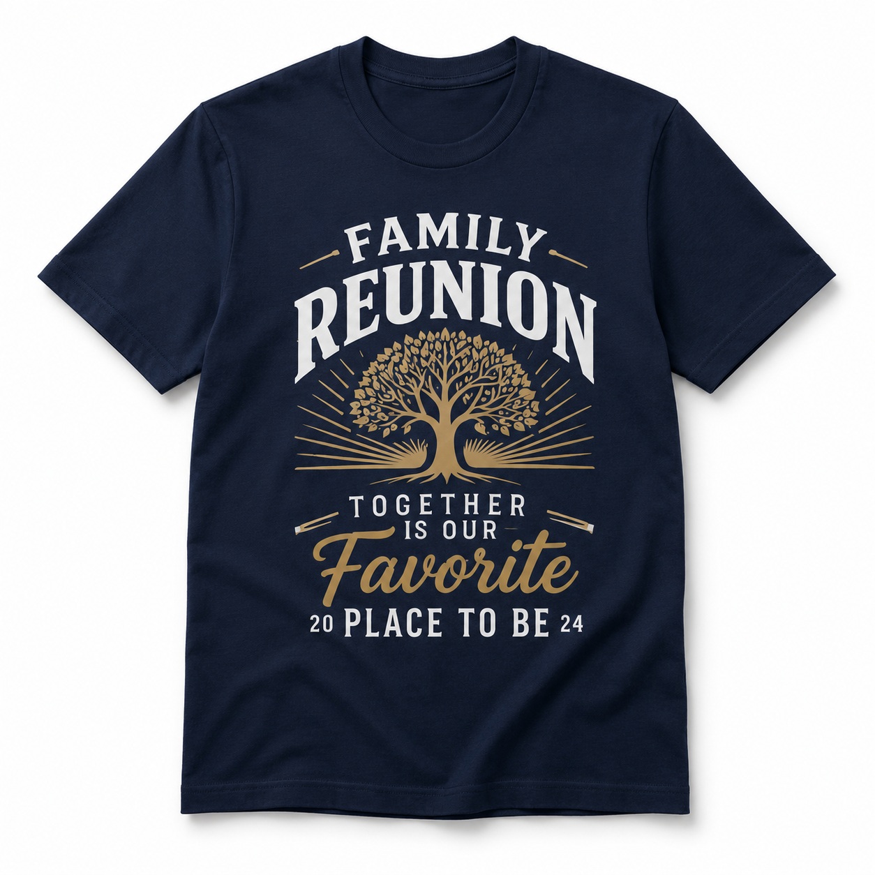 Cream family reunion custom T-shirt with tropical beach sunset design.<br />
